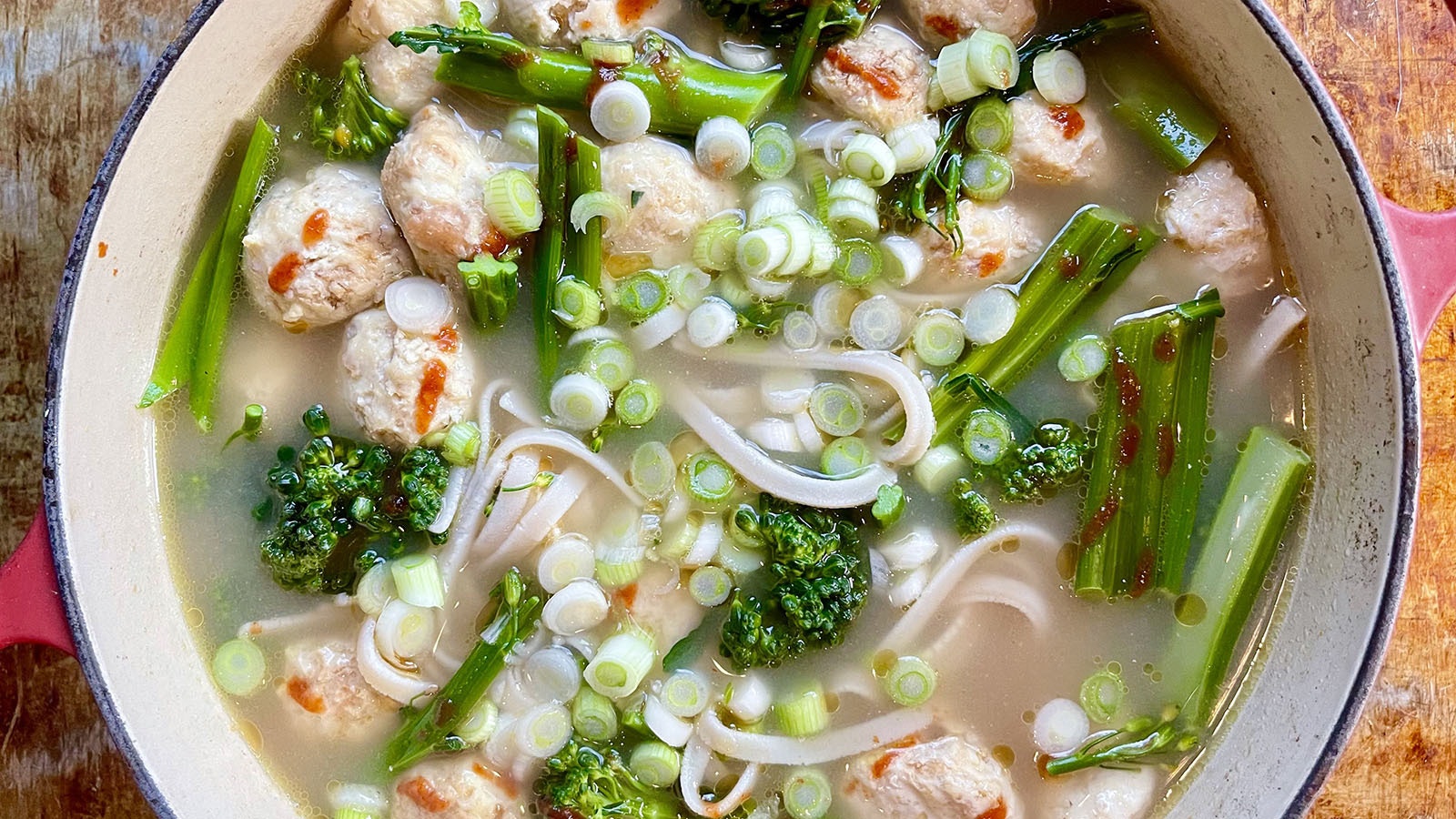 Chicken miso meatball noodle soup