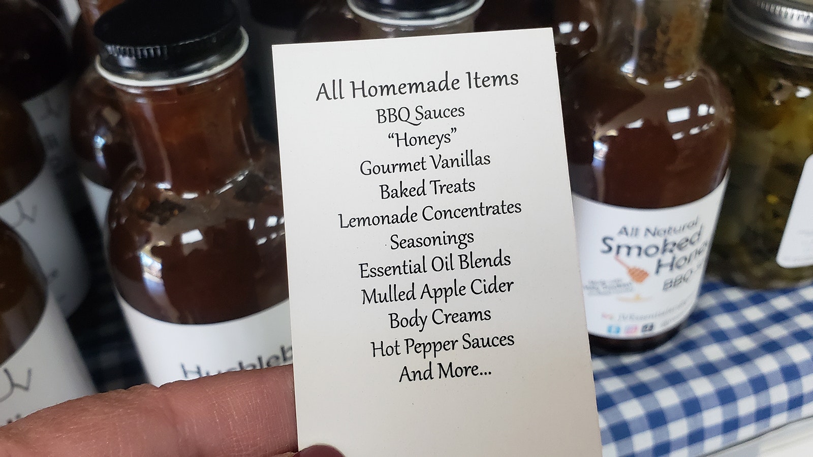 Homemade barbecue sauces, body creams and more from JV Essentials.