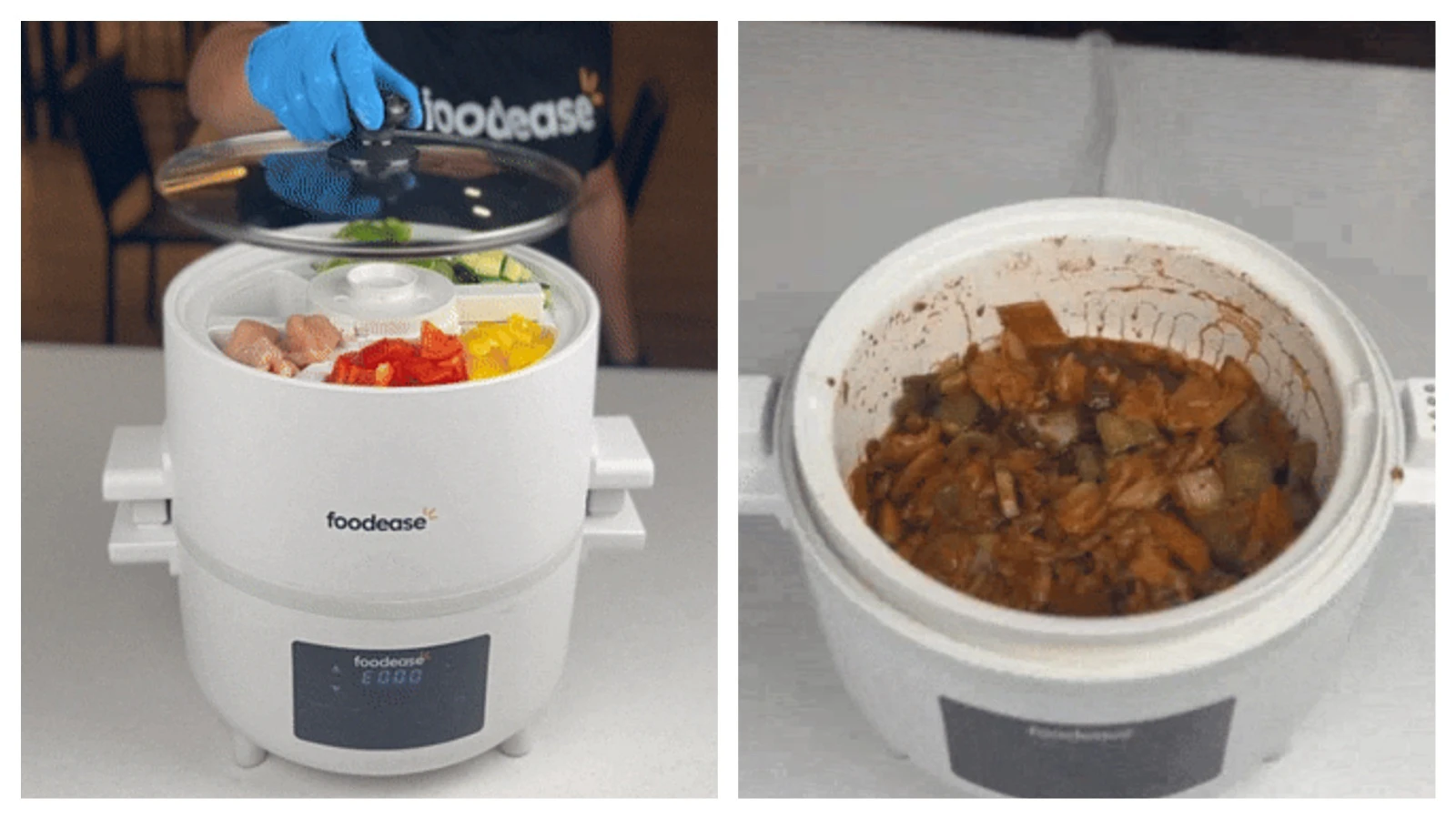 After the ingredients are loaded into the Foodease, it process the recipe and cooks them into a finished dish, right.