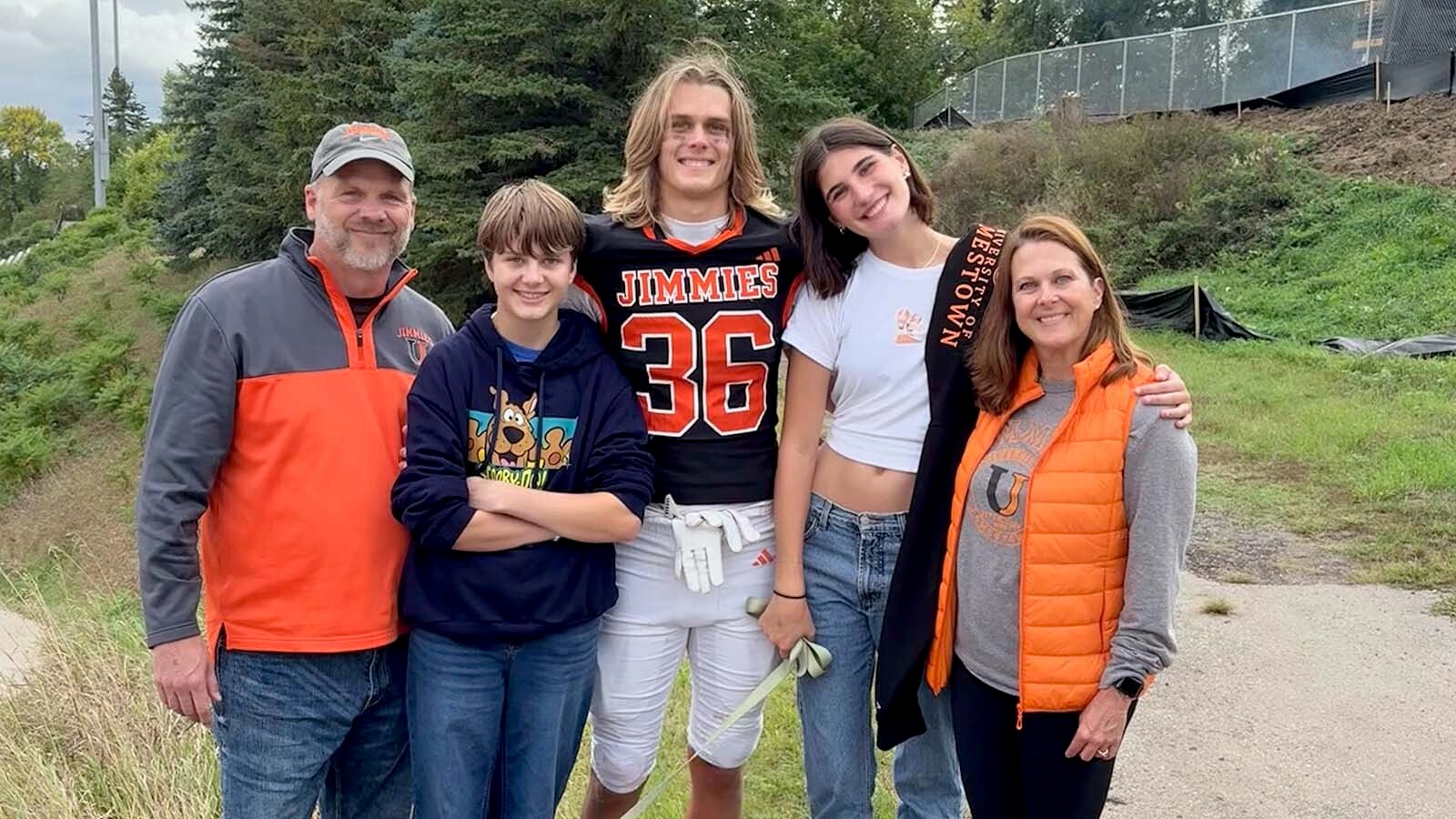 The Jarosh family is looking forward to the reunion on Saturday. From left are Wyoming Supreme Court Justice Rob Jarosh, Addi Jarosh, Xander Jarosh, Kir Newcomer, Xander’s girlfriend, and Kathy Jarosh.