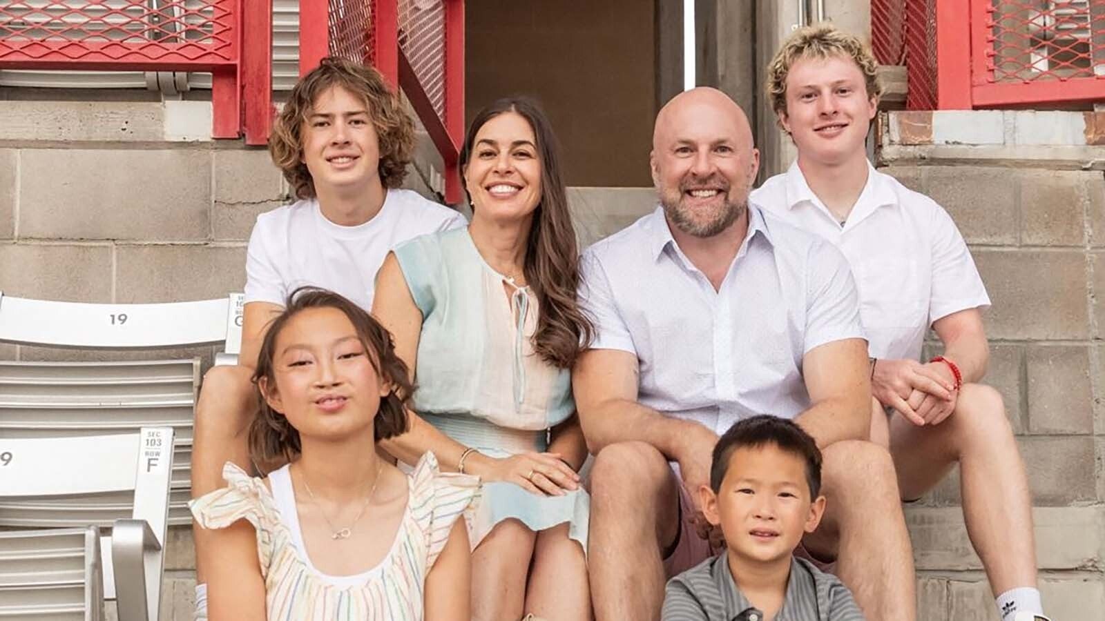 The Pedersen family is looking forward to this weekend. They include from left, Ea, Dane, Sarah, Bryan, Brant, and Brock.