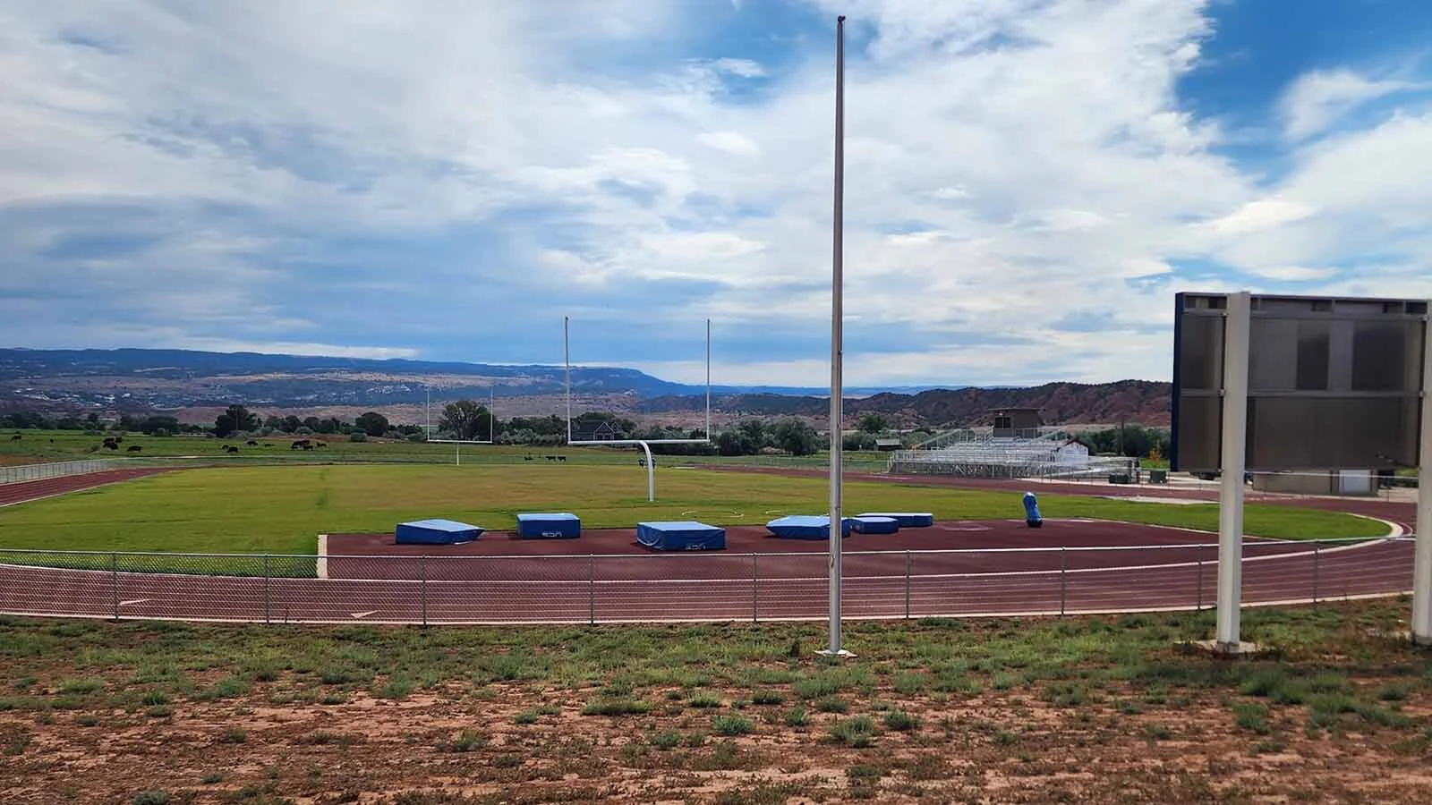 Six-man football is an important piece of town pride in small communities like Ten Sleep, where their football field is seen here.