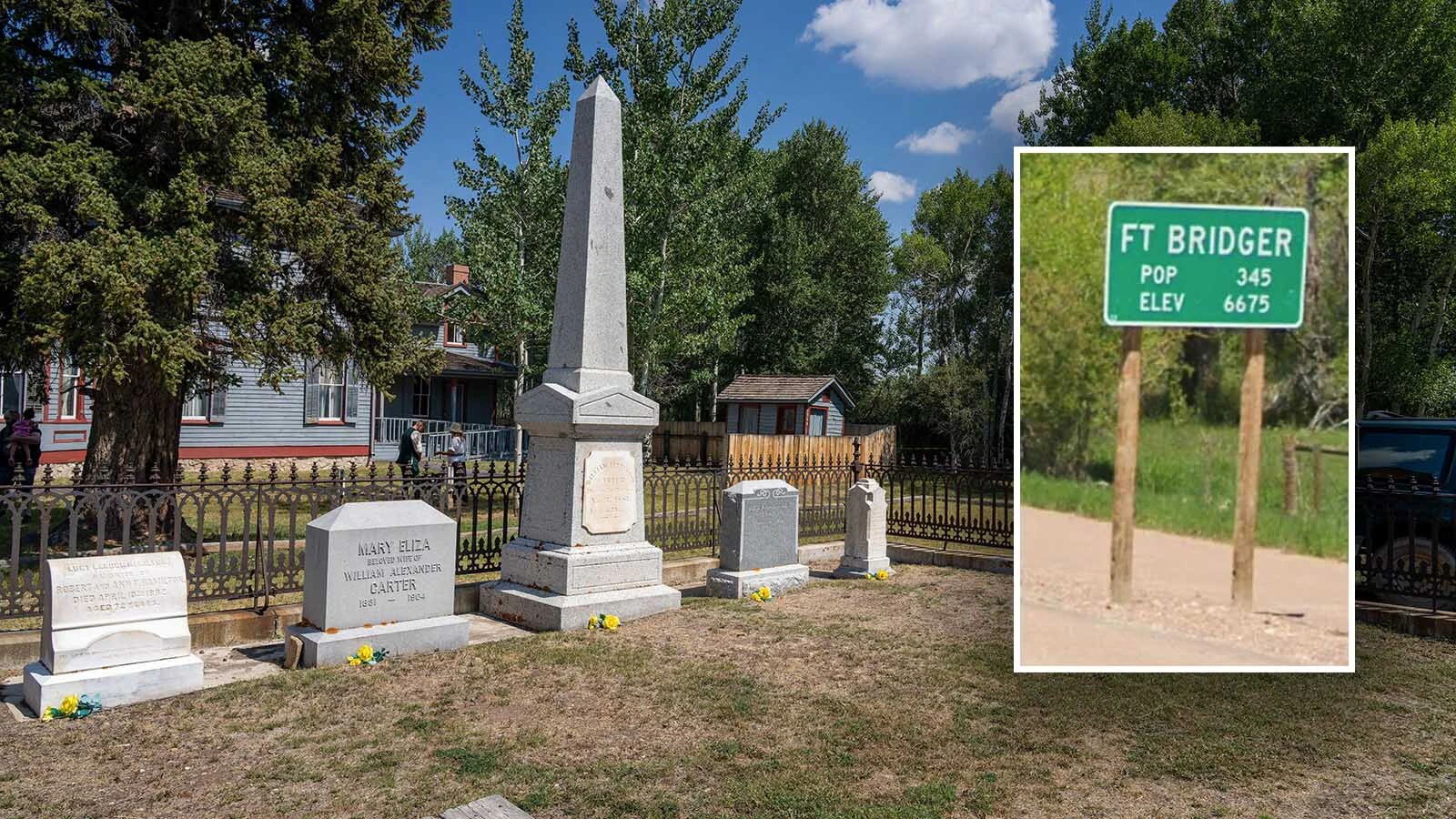 One of Fort Bridger's most reliable "staffers" is Mac, who first arrived in 1888 and seems to have never left. Mac likes to be photographed, set off alarms and lock visitors in. Now Fort Bridger is embracing a new market — haunted tourism. There are many graves at the Fort Bridger site, including this Carter family plot.