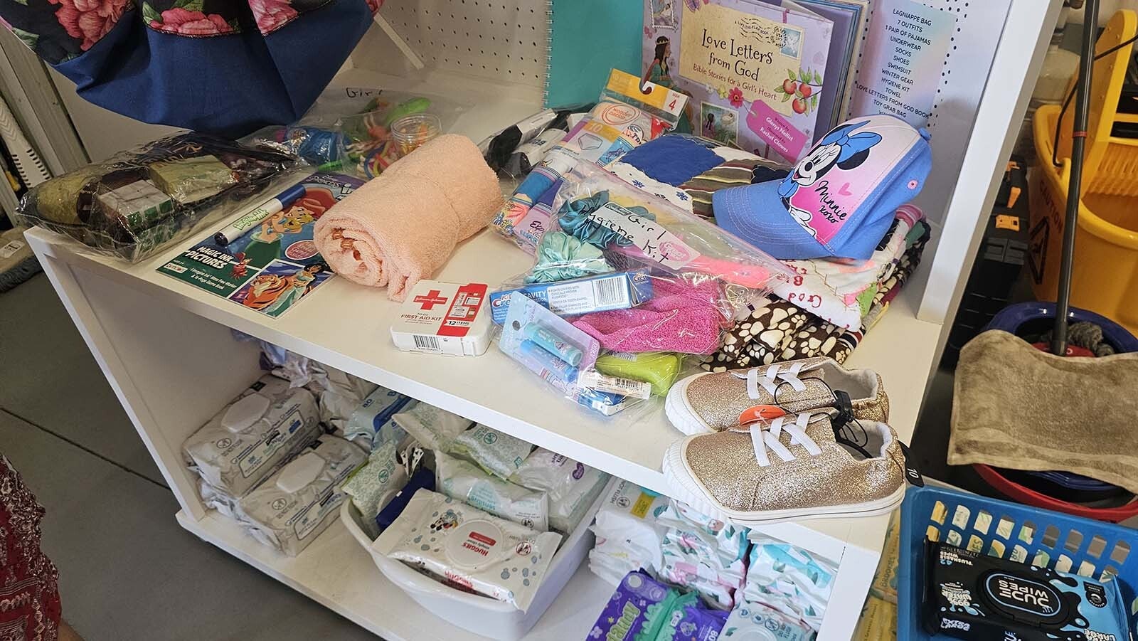 An example of all the stuff that goes into one of the overnight bags Carla Crayton packs for children entering the foster care system.