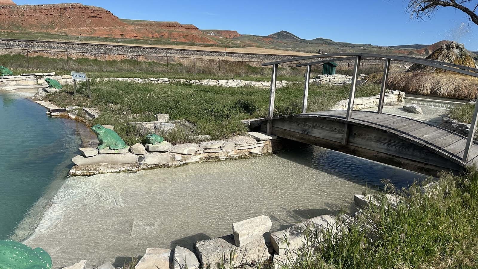 The hot mineral water at the Fountain of Youth RV Park is air cooled and generally comes out of the ground between 130 and 125 degrees.