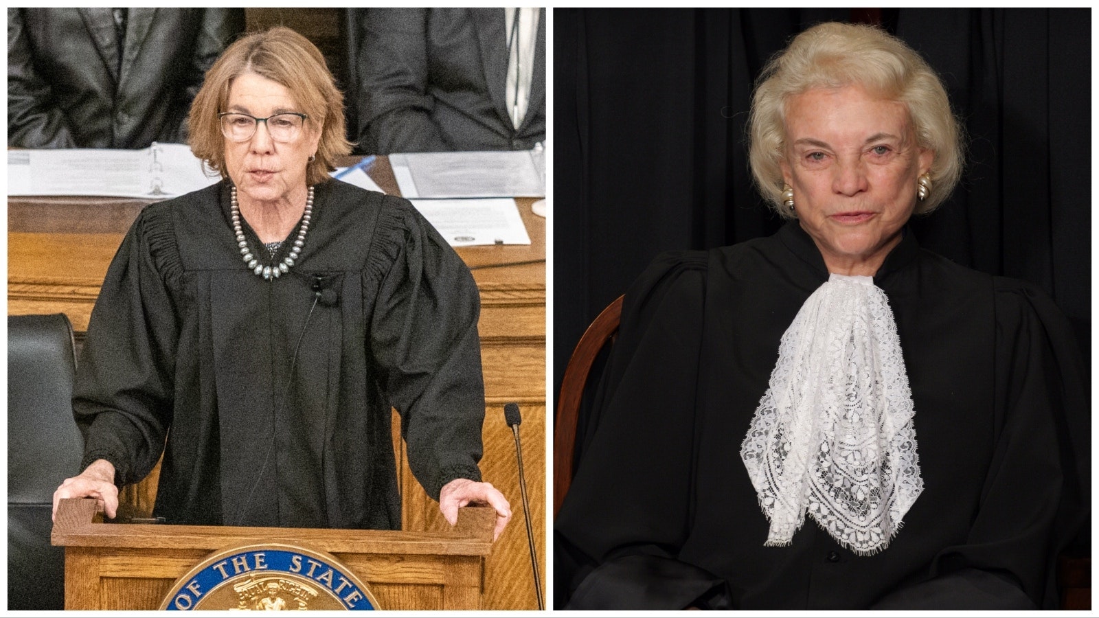 Wyoming Supreme Court Chief Justice Kate Fox, left, and former U.S. Supreme Court Justice Sandra Day O'Connor.