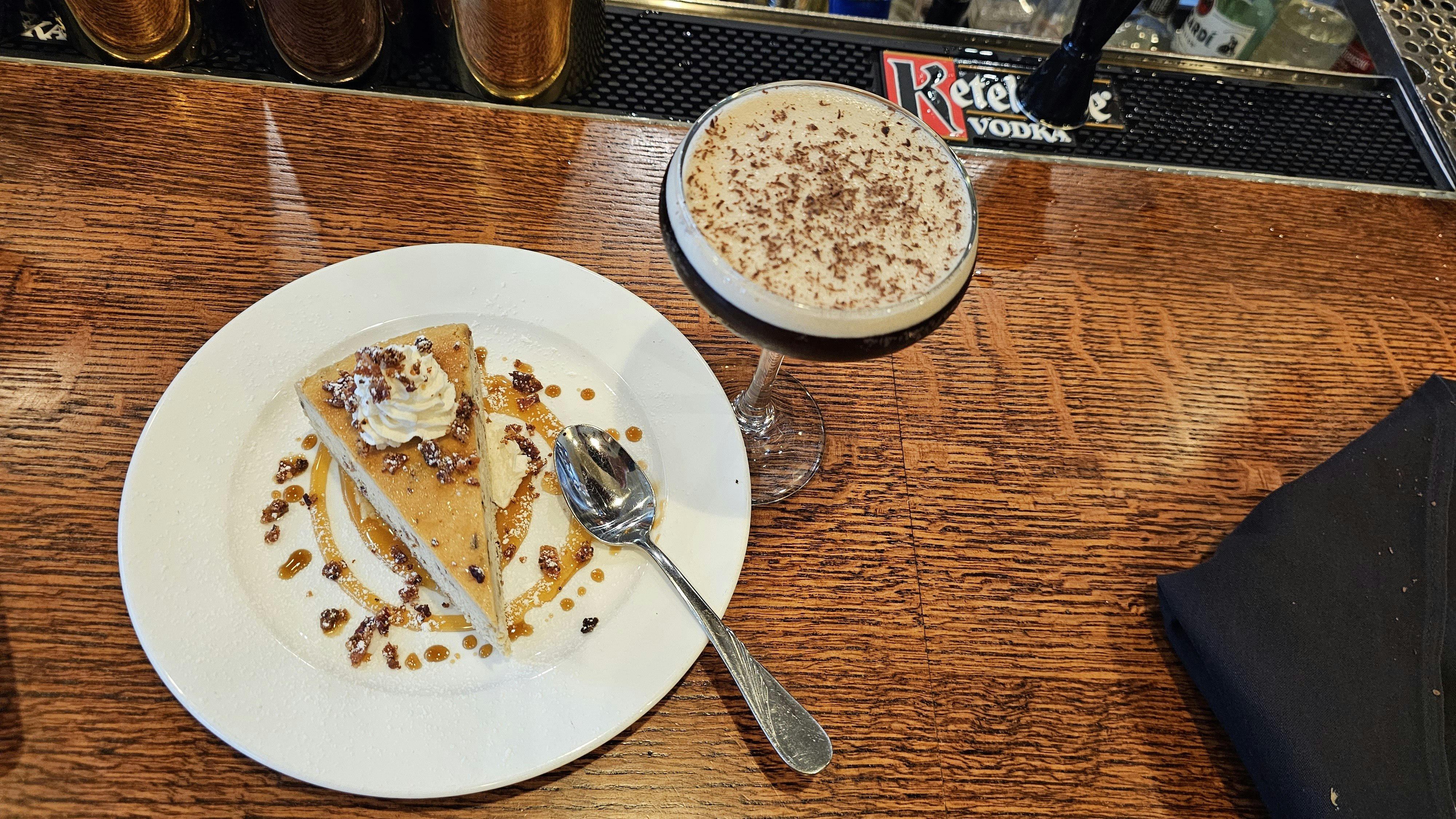 Martini Espresso isn't on the menu at Frackelton's in Sheridan, but the bartender will be happy to make you one anyway. It goes well with this caramelized desert.