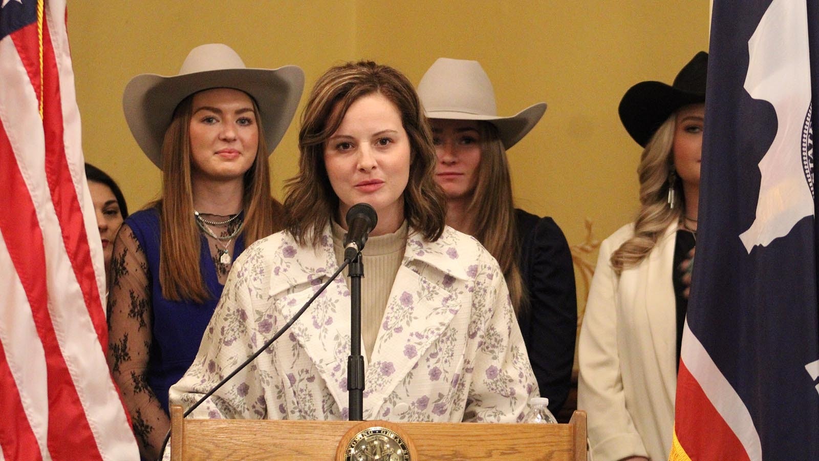 Attorney Cassie Craven, who represents former University of Wyoming sorority members in their legal fight over a transgender member, speaks during a Wyoming Freedom Caucus press conference on Jan. 7, 2025.