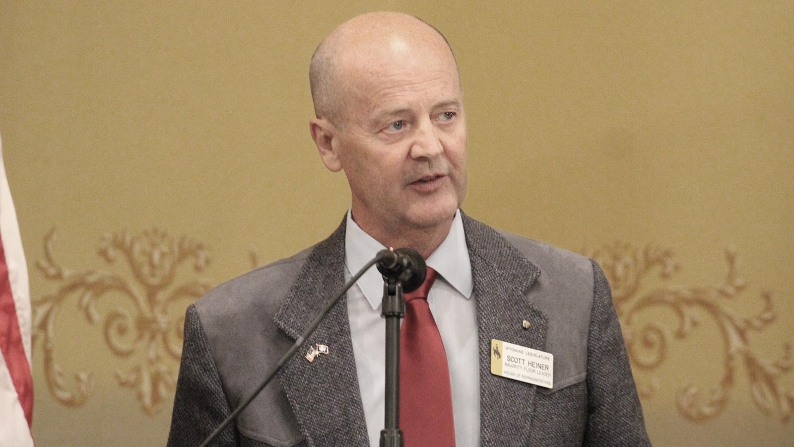 Incoming Majority Floor Leader Scott Heiner, R-Green River, speaks during a Wyoming Freedom Caucus press conference on Jan. 7, 2025.