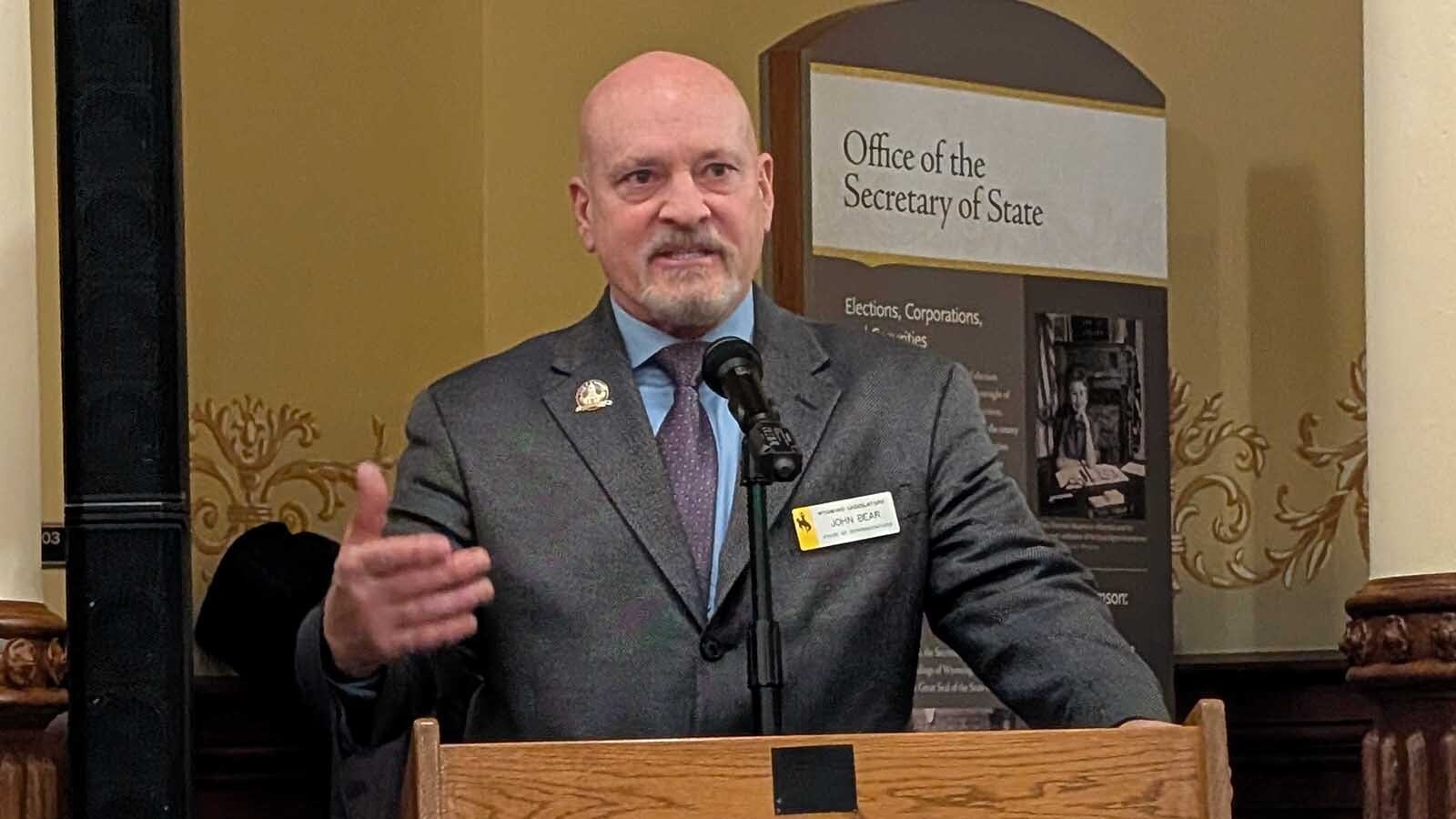 Wyoming state Rep. John Bear, R-Gillette, during a press conference at the Wyoming Capitol on Thursday, Oct. 30, 2025.