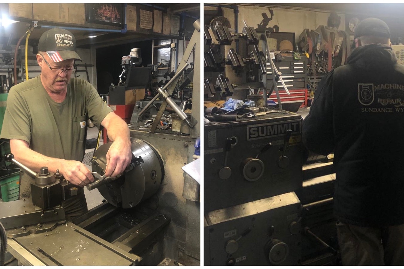 Mike Frolander hones a shaft to size on a lathe in his former shop that he was recently forced to close due to a worker shortage. He's has spent many hours fabricating and repairing equipment and specialized parts in the machine shop his dad, Robert, opened in 1981.