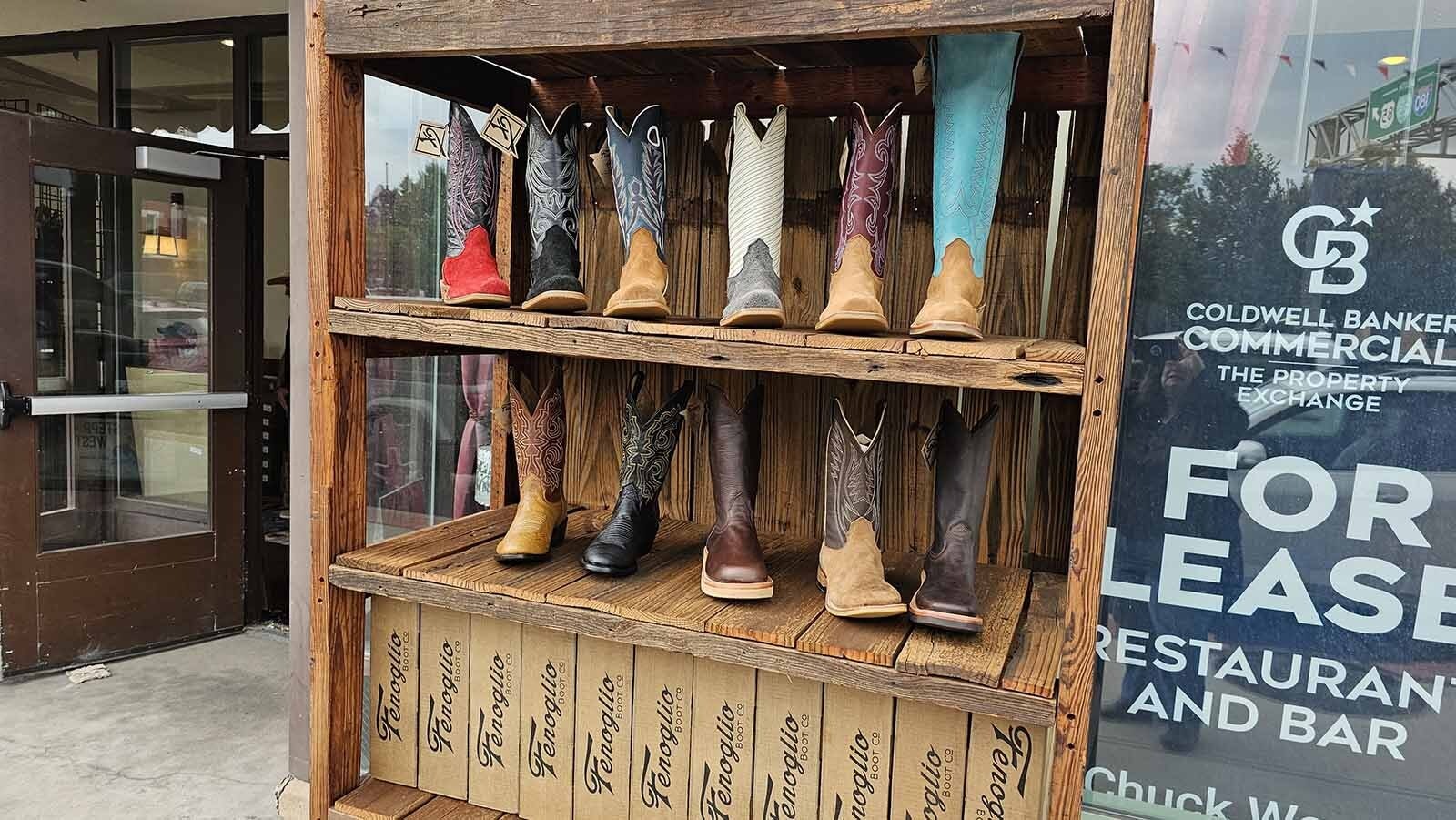 Boots from Fenoglio made the trip to Cheyenne from Texas. The trip has been worth their time, the owner told Cowboy State Daily, and they hope to return next year.