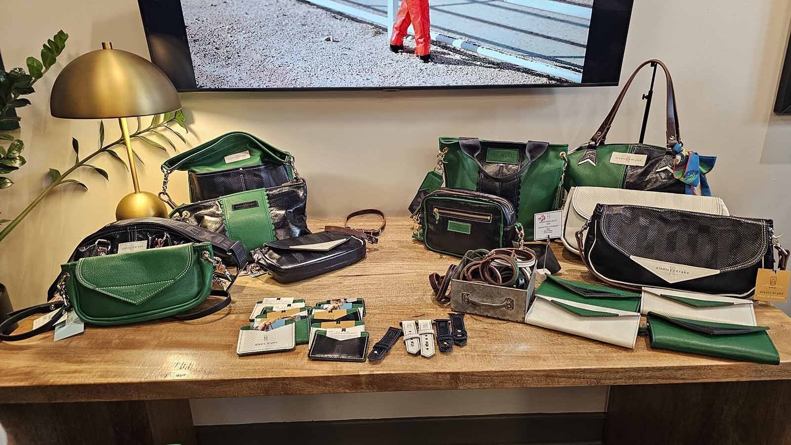 A sample of goods available from the boutique store, Alexis Drake, in Cheyenne. Color can be changed, and the leather items can be engraved as well.