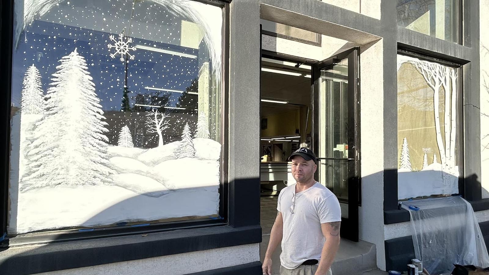 Dan Downs creates his "frost art" in a storefront in Douglas, Wyoming.