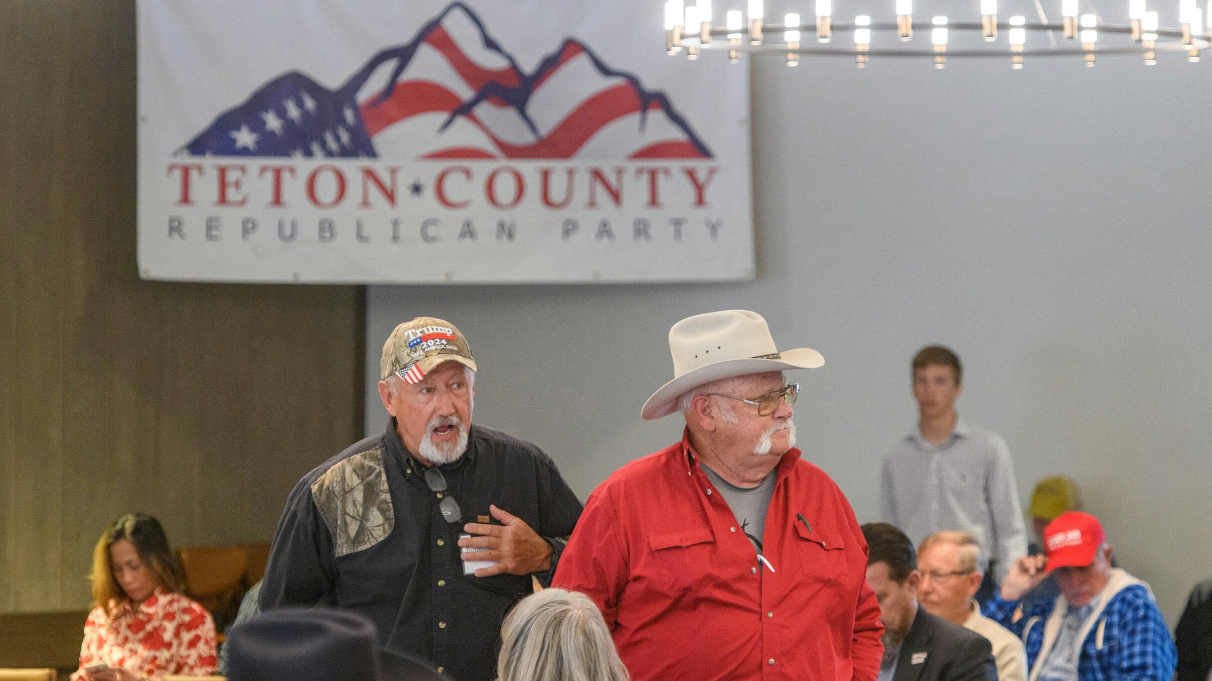 Hot Springs delegate Robert Aguiar (left) at the GOP state meeting in Jackson, Wyoming.