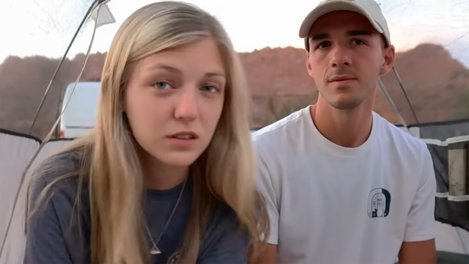 Gabby Petito and Brian Laundrie in their van, from the new Netflix miniseries "American Murder: Gabby Peitito."