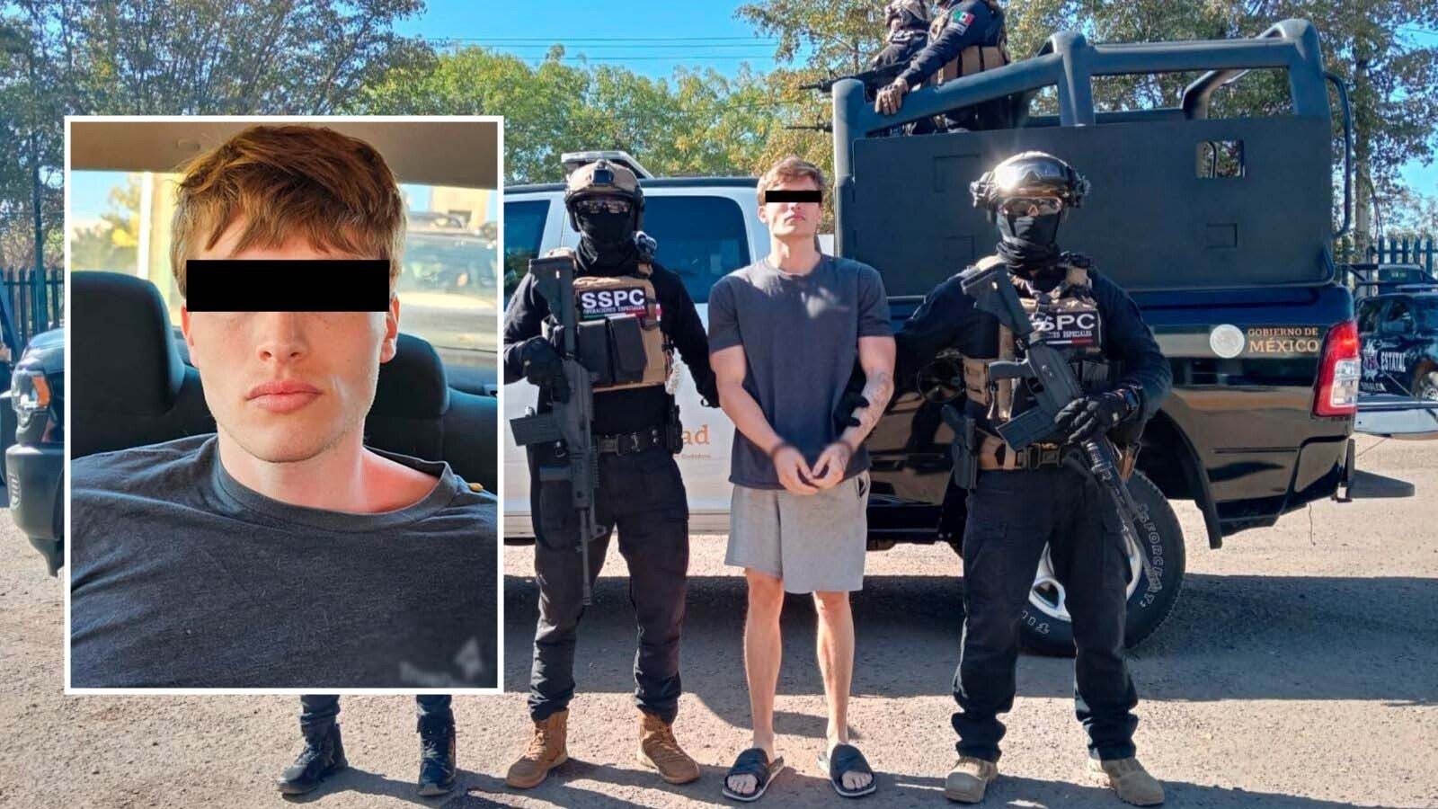 Gabriel Seth Rodgers was caught in Mexico and sent back to Wyoming to face drug-related charges. His eyes were blocked out in these photos by Mexican authorities.
