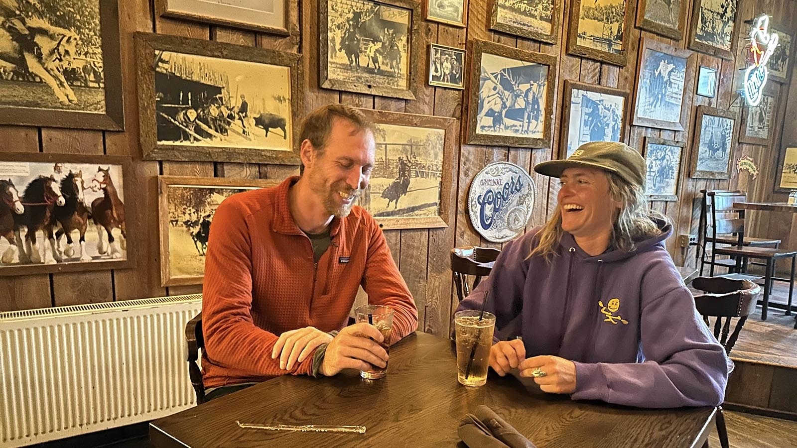 Travis Lehman and Anna Schehrer stop in at Stacey's after a run past House Rock.