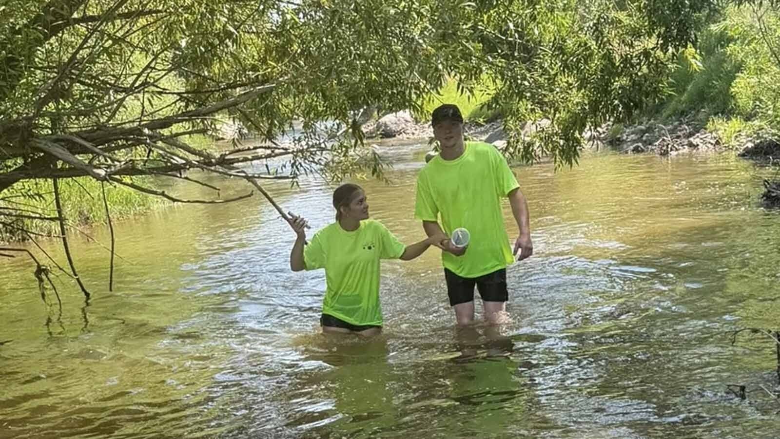 Madelyn Galloway and friend Dawson trek the creek looking for any sign of her father, who was last seen on April 30 at his home on the property he rented off of Westview Drive in Sheridan.