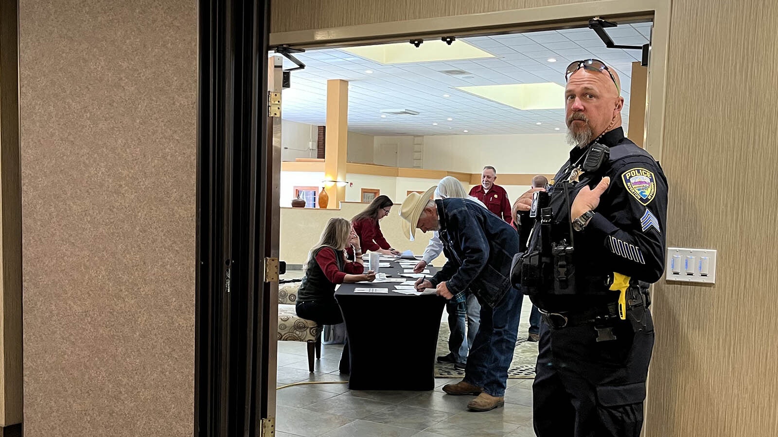 Perhaps anticipating the potential for people protesting the recent mistreatment and killing of a wolf, there was a police presence at the Wyoming Game and Fish Commission meeting in Riverton this week.