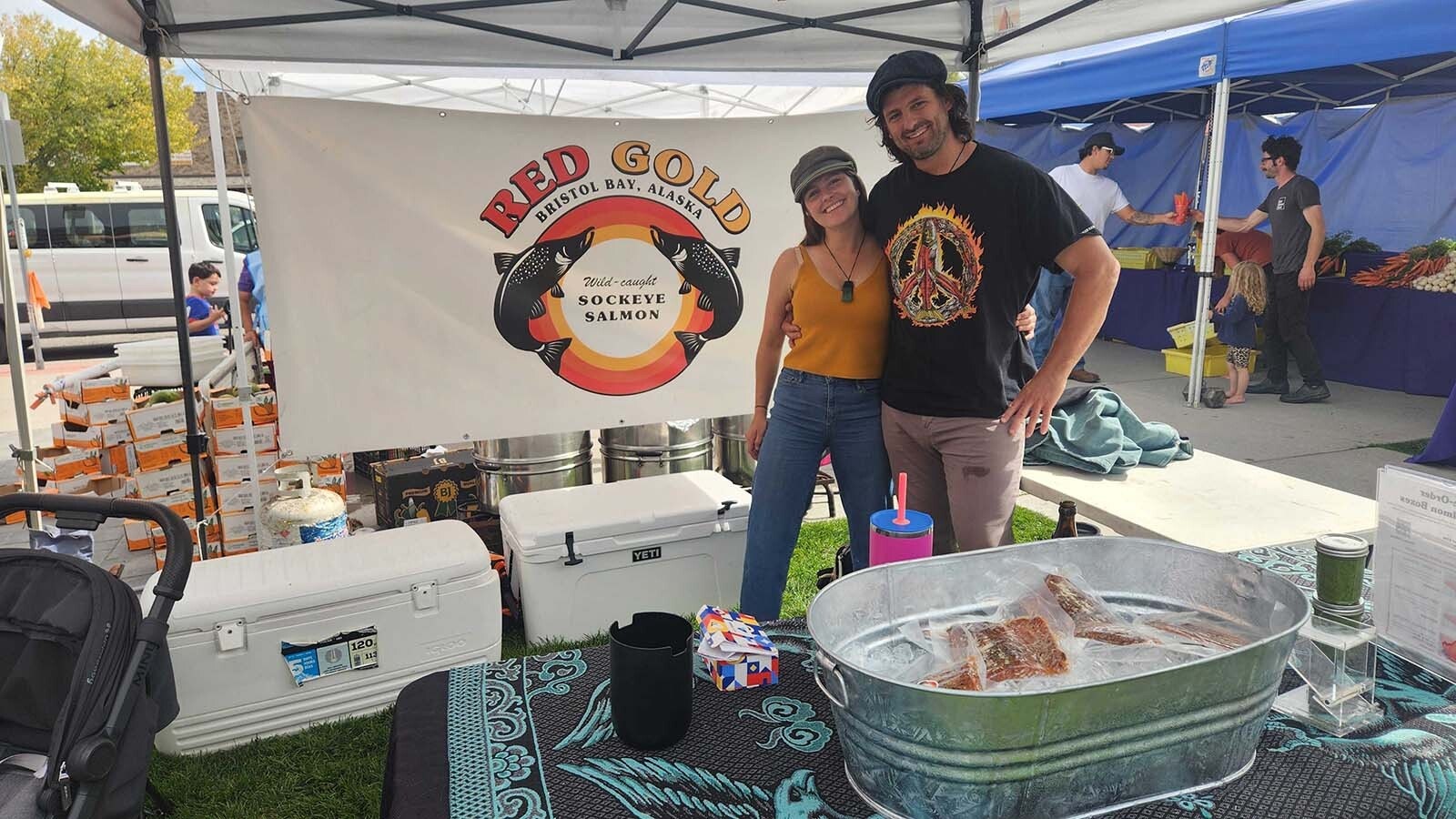 The Schellers regularily trade their garlic with other market vendors such as Derek and Pip Depiero, owners of Red Gold Salmon.