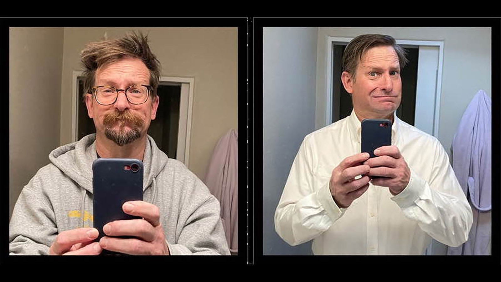 Garth Dowling shares this before-and-after look before he was allowed to tell anyone why he had to shave.
