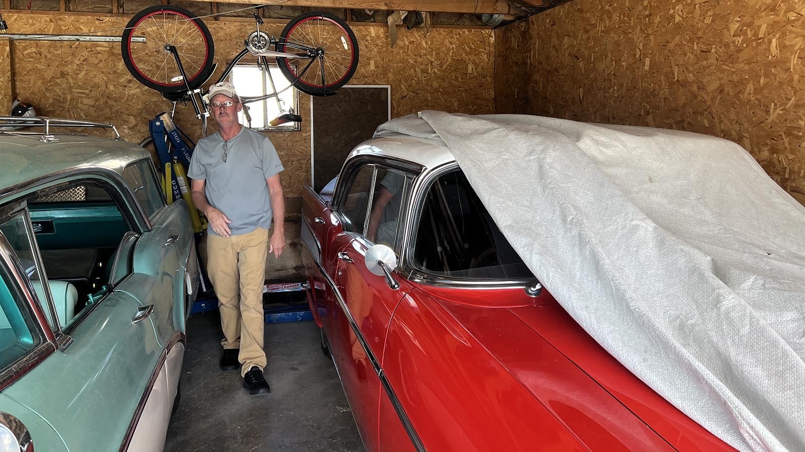 Gary McKim has some classic 1950s hardtops at his shop in West Laramie. The one on the right might make Stephen King fans think of Christine, the killer car from one of his novels. But not to worry, McKim said. Chirstine was a ’58 Plymouth Fury. His car is ’57 Chevy Bel Air.