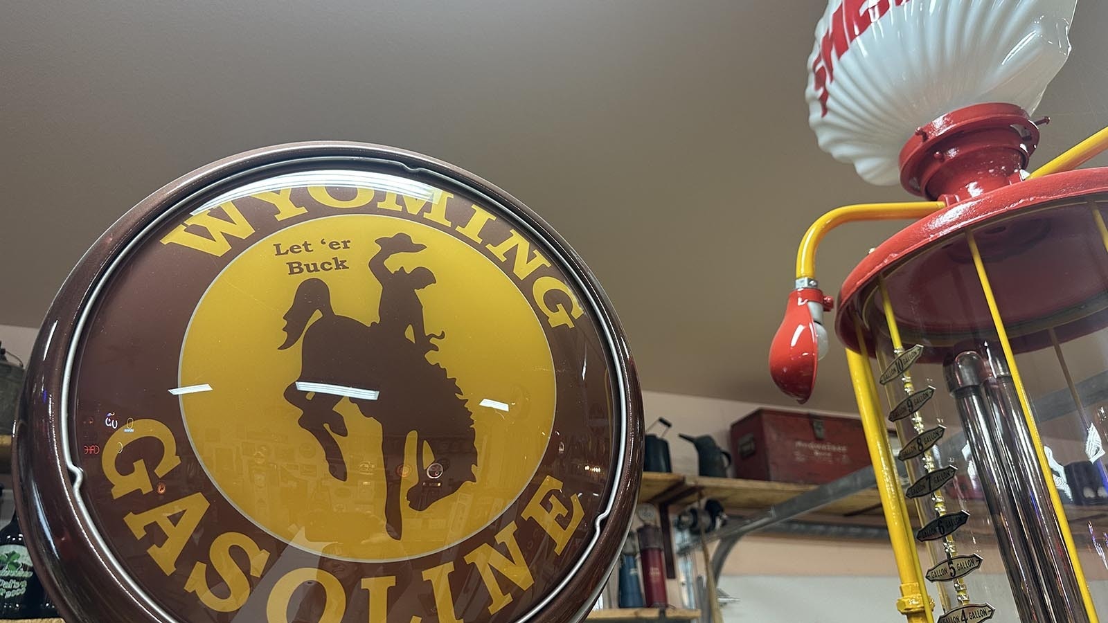 When reproducing globes for gas pumps, you can choose either to go with a familiar replica or go with a fantasy design, such as the University of Wyoming cowboy.