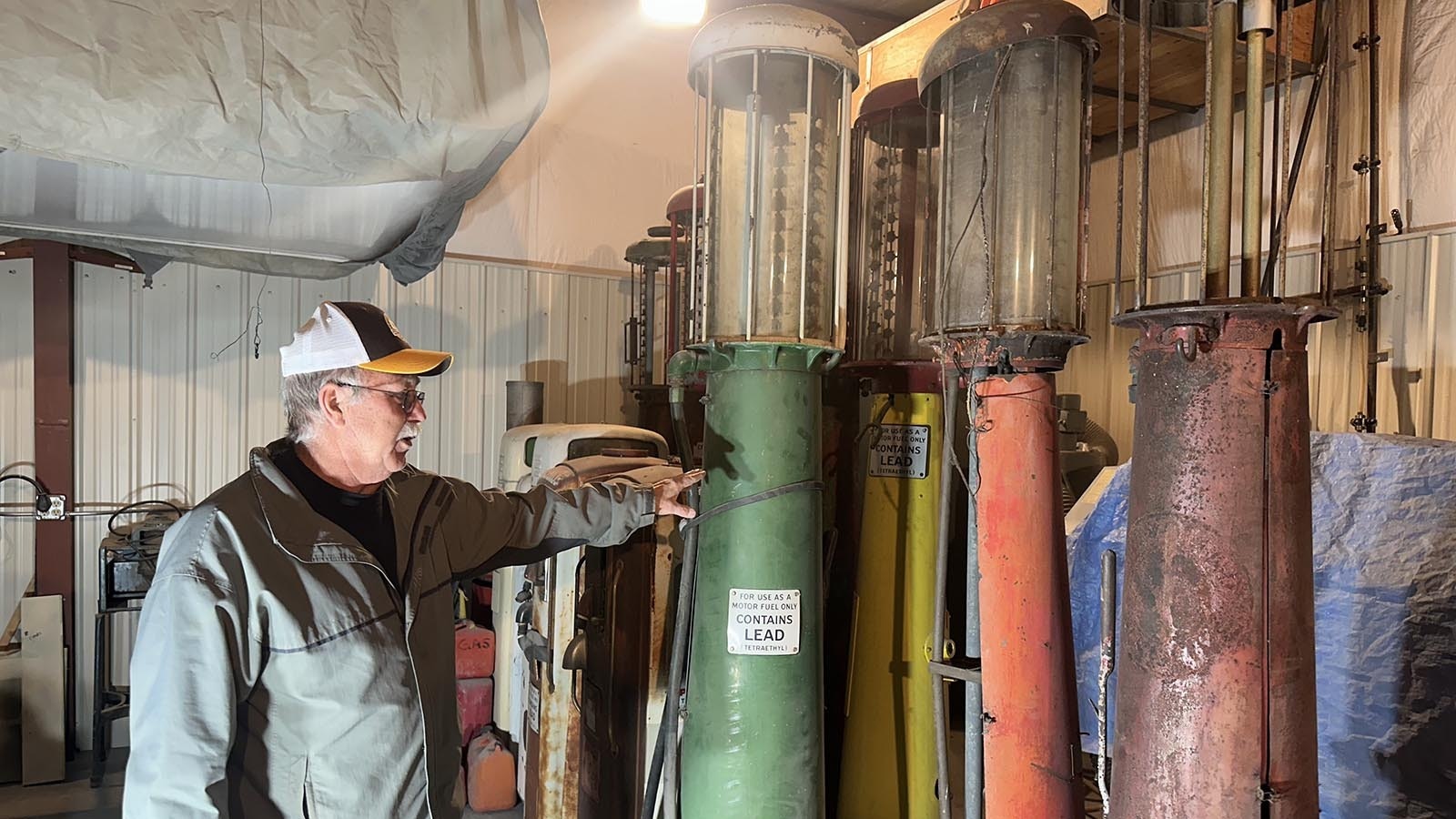 Randy Nissen restores an average of two gas pumps each winter. His wife, Lori, has told him he is done collecting them — for now.