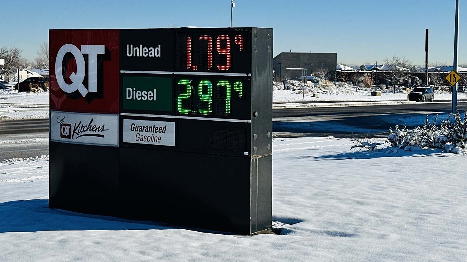 Prices for gas in and around Denver have been on a downward spiral, hitting into the low $1.70s Thursday for a gallon of regular unleaded. Meanwhile across the border in Wyoming 90 minutes away, the lowest without loyalty card discounts is $2.43 a gallon.