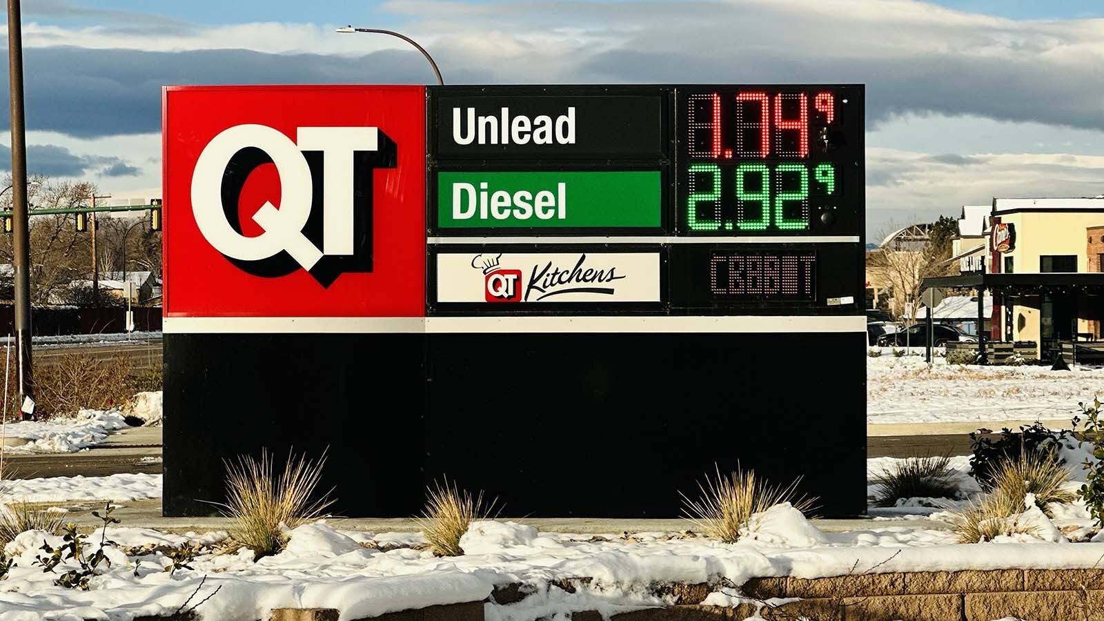 Prices for gas in and around Denver have been on a downward spiral, hitting into the low $1.70s Thursday for a gallon of regular unleaded. Meanwhile across the border in Wyoming 90 minutes away, the lowest without loyalty card discounts is $2.43 a gallon.