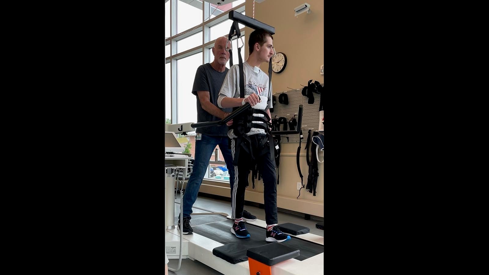 Gavan Bethel had to learn to walk again following a severe brain injury that resulted from an accident last May. Here he works on rehab at Craig Hospital in Englewood, Colorado.