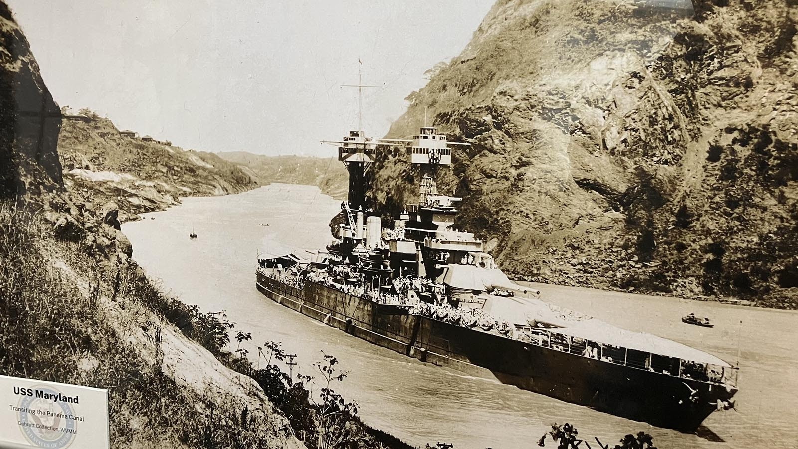 Clarence Gherett’s photo of the USS Maryland making its way through the Panama Canal.