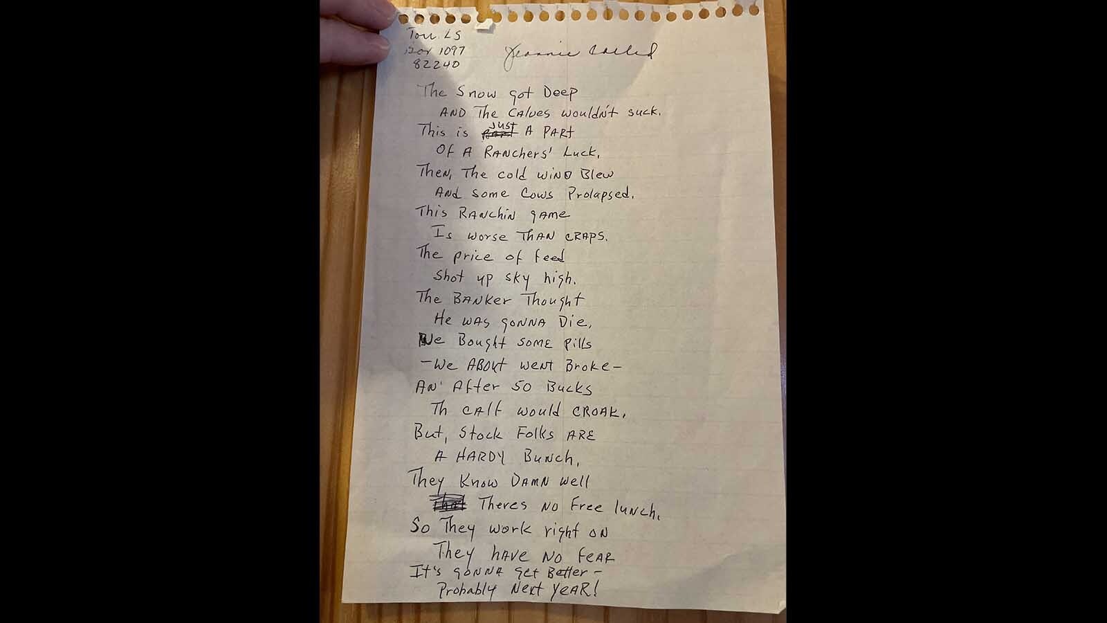 Gene Baldwin of Newcastle, Wyoming, was a Cowboy Poet who would often recite his original poetry at gatherings and museum presentations.