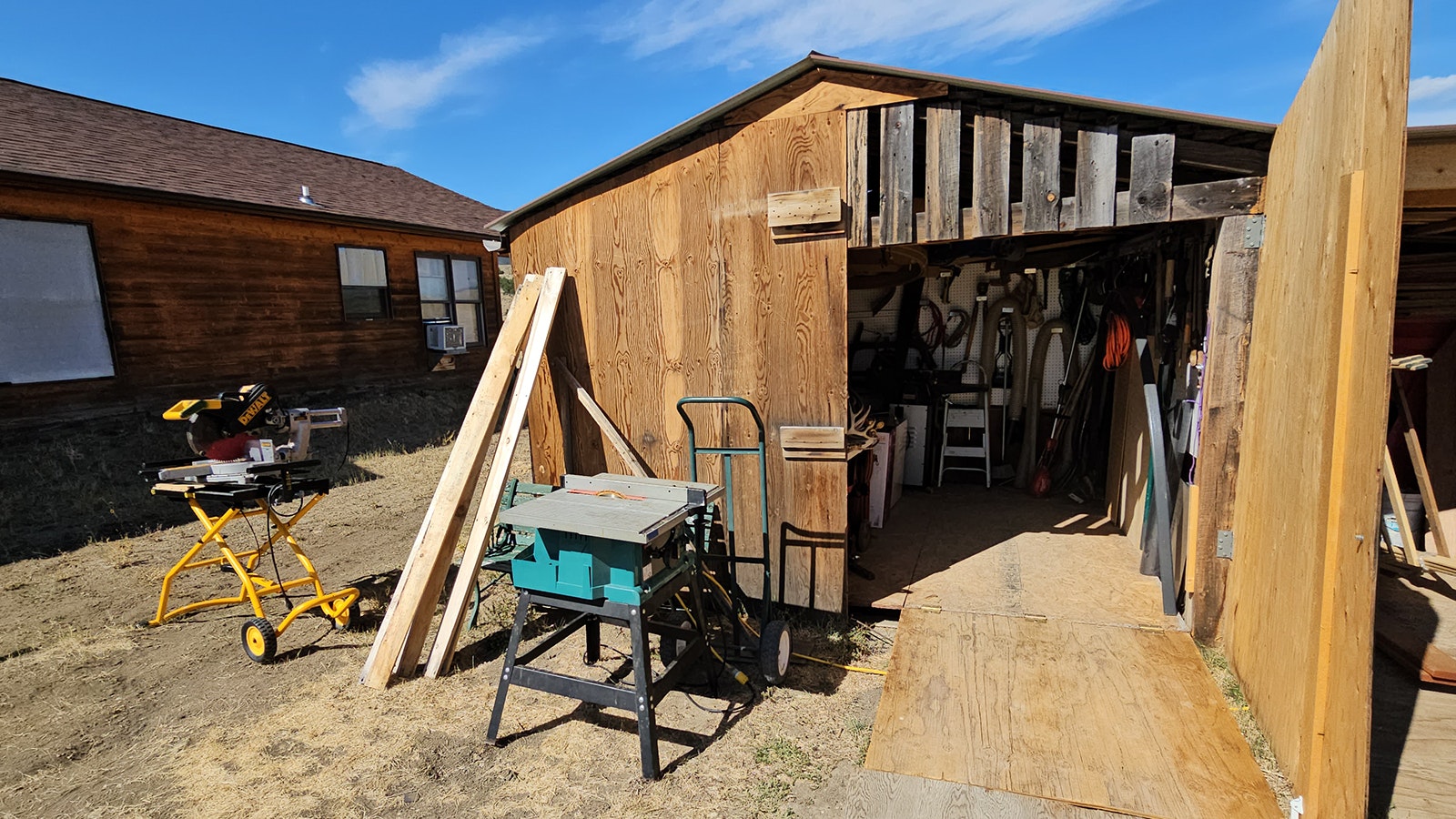 Shed One and Shed Two, where tools and supplies are stored.