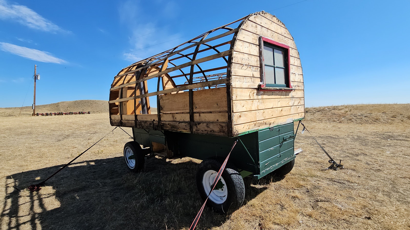 One of several sheep wagons George Clark is restoring.