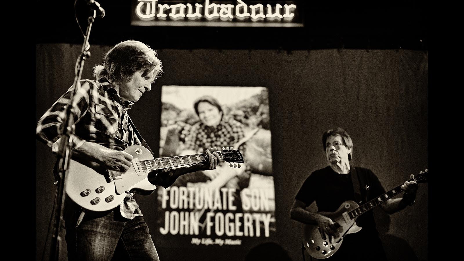 George Thorogood, back right, plays with John Fogerty at the legendary The Troubadour in Los Angeles in 2015 in this digitally enhanced image.