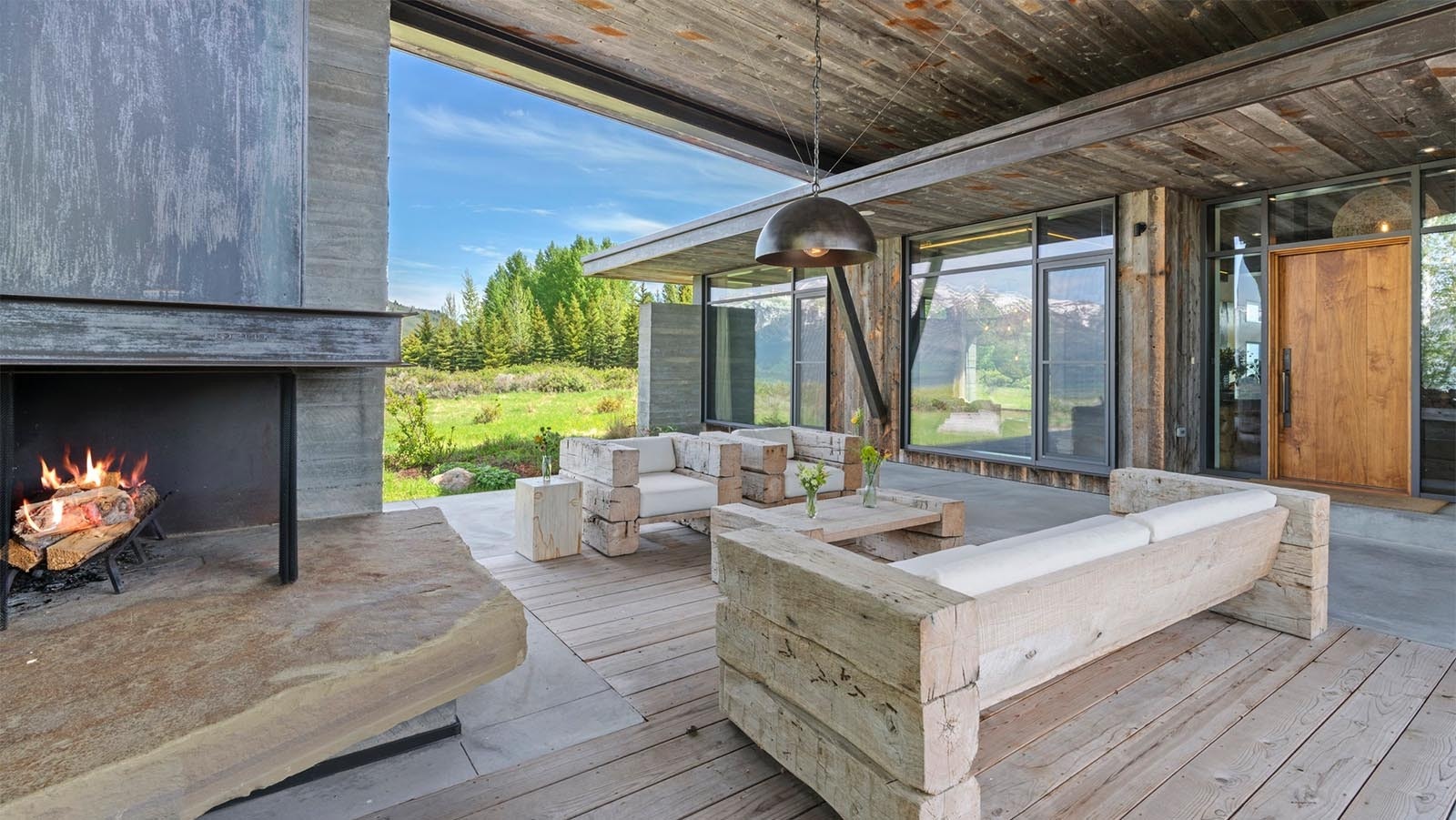 The $13 million geothermal home features spaces open to the Tetons.