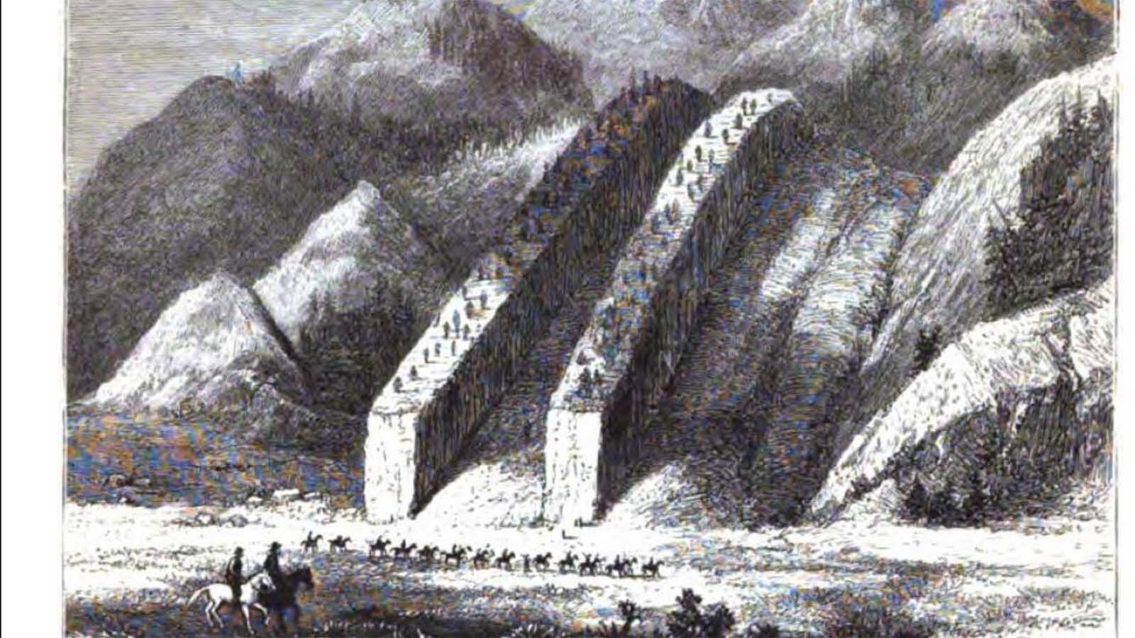 The Devil’s Slide is a prominent feature near the ghost town of Cinnabar. When President Theodore Roosevelt visited in 1903, the press and his entourage, were all so bored that not even this geological feature could entertain them for long.