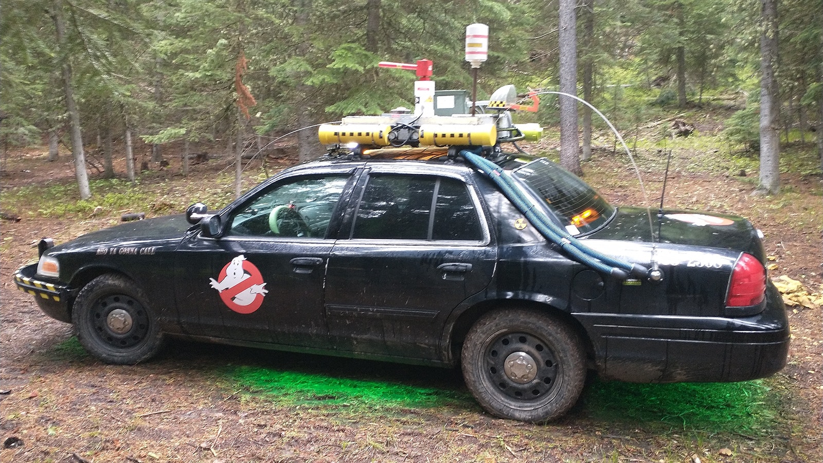 Peter McDaniels' version of Ecto-1 is a former police interceptor that he has adapted for his Ghostbuster gigs.