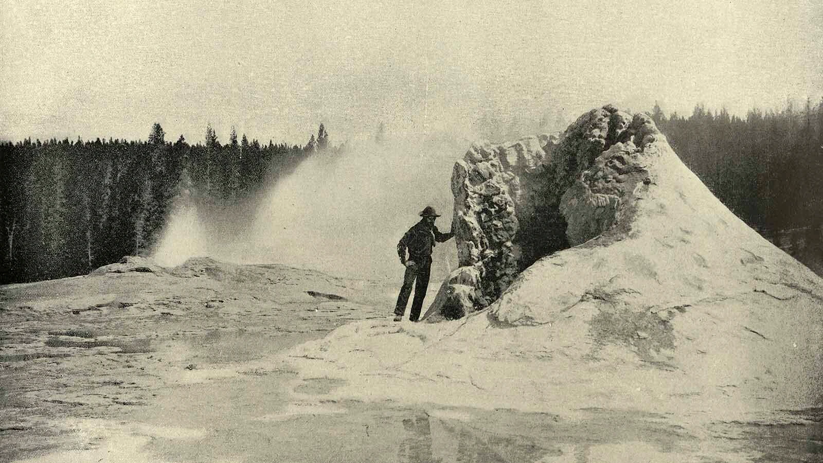 Giant Geyser, one of the two largest and most powerful geysers in Yellowstone National Park, has erupted twice in two months. It could signal another active period for the geyser, with hour-long eruptions sending 1 million gallons of water to 200 feet. Above, a photo of the geyser in the late 19th century.