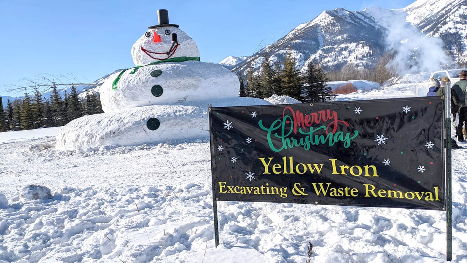 Since 2012, the Garvin family and Yellow Iron Excavating and Waste Removal in Jackson has built this humongous snowman near Teton Village. To put the size of it in perspective, the top hat is a 55-gallon drum.