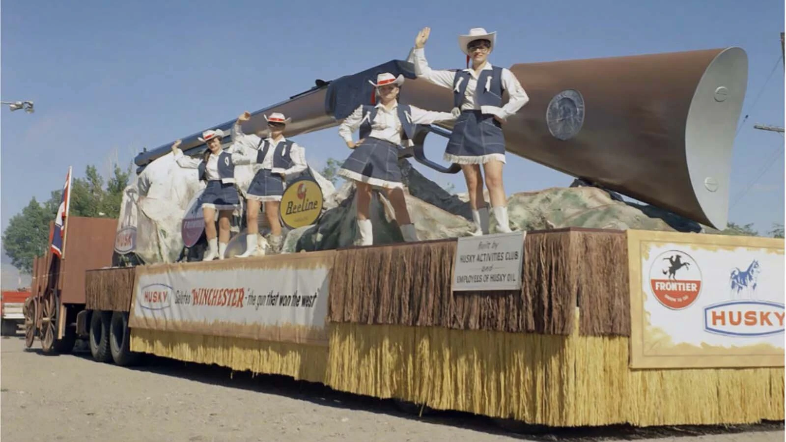 After the 1976 Fourth of July Parade in Cody, the giant Winchester rifle was stored at the Husky Oil Refinery. In 1971, Jack Skate bouth the war surplus store and opened Jack's Sports & OK Hardware with the gun on the roof. The business' motter was "Everything Under the Gun."
