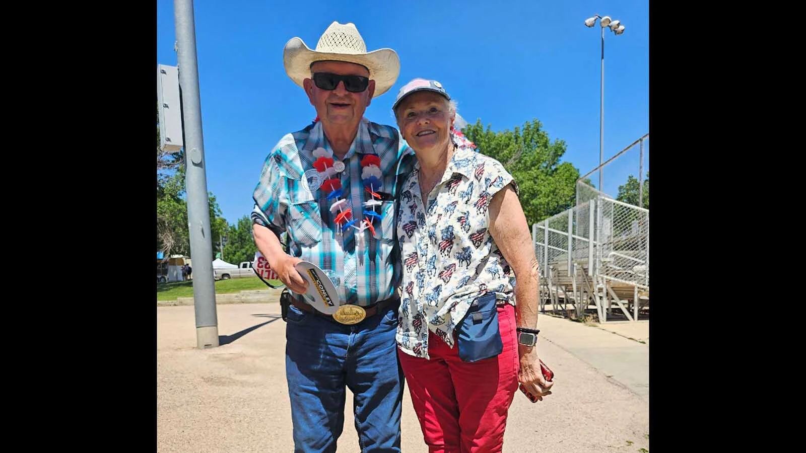 Early Blohm, left, and Susan Recker at Bicentennial Park in Gillette to celebrate America's 250th birthday on Saturday, July 4, 2026.