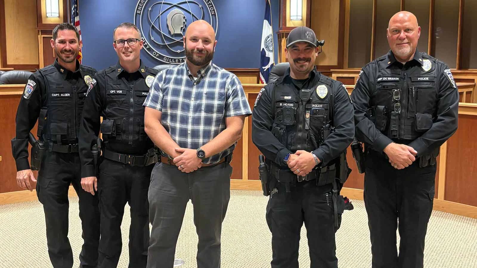 Ben Hoang, second from right, was among the police officers honored by the City of Gillette earlier this year. 