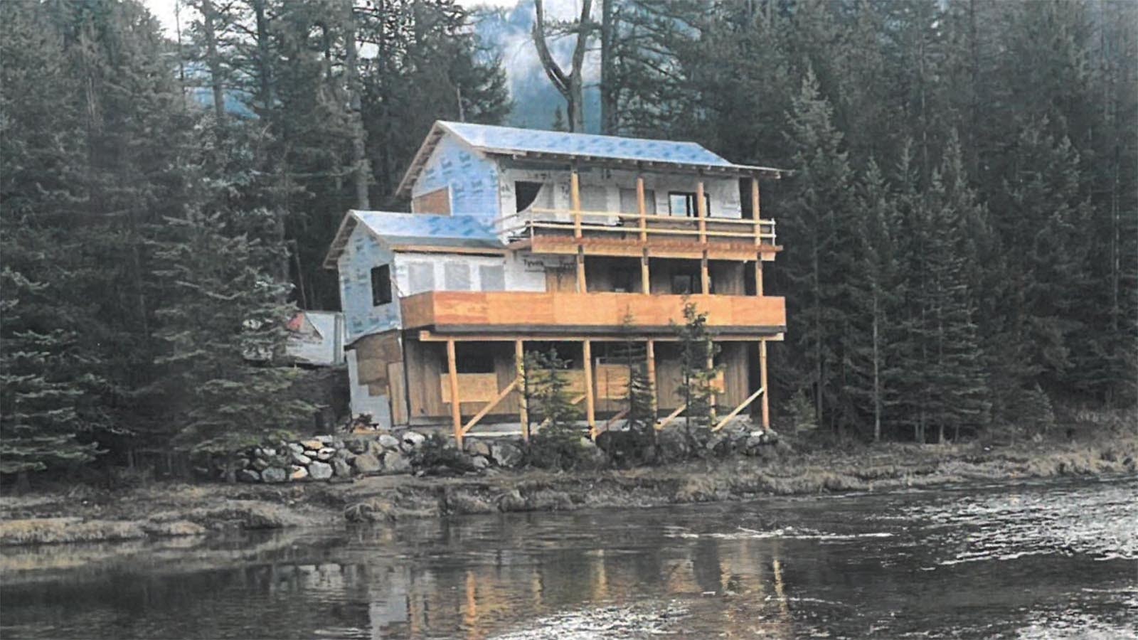 A photo exhibit submitted by the Flathead Conservation District supporting its call for the demolition of this home built by John and Stacy Ambler, a couple from San Diego.