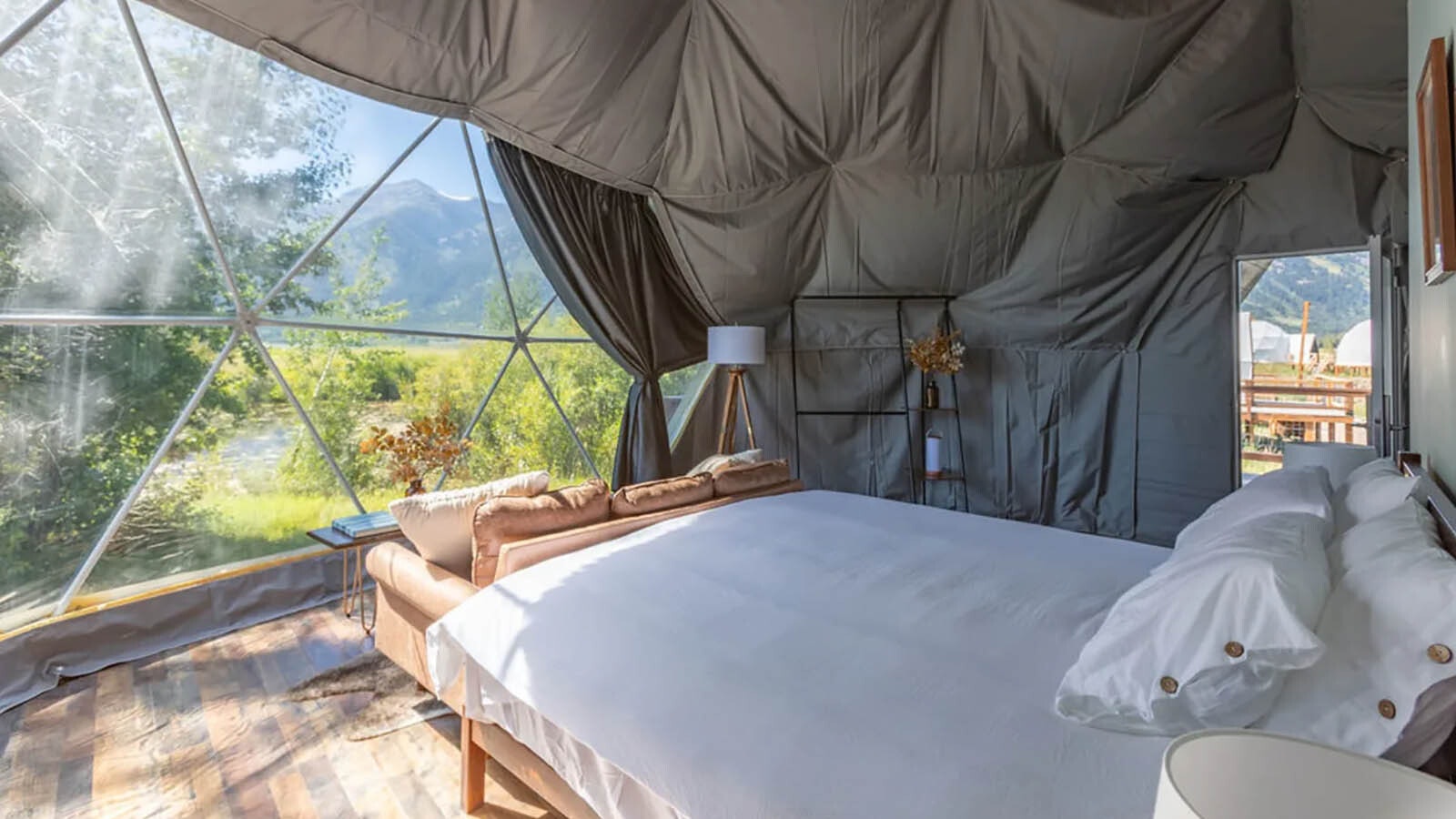 Inside one of Basecamp Hospitality's high-end camping tents.