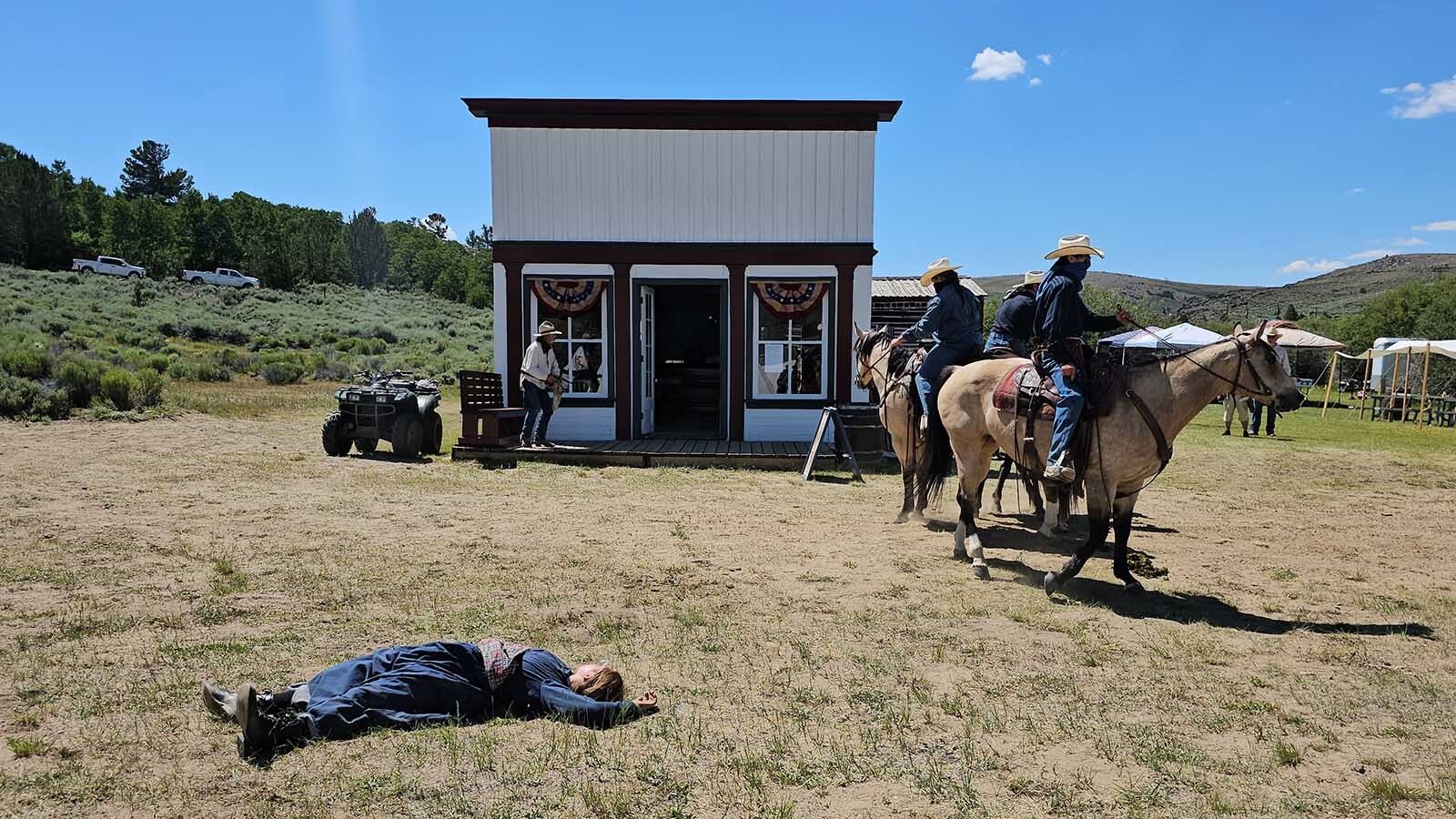 Robbers shot an innocent bystander before taking gold from the saloon during Gold Rush Days at South Pass City.