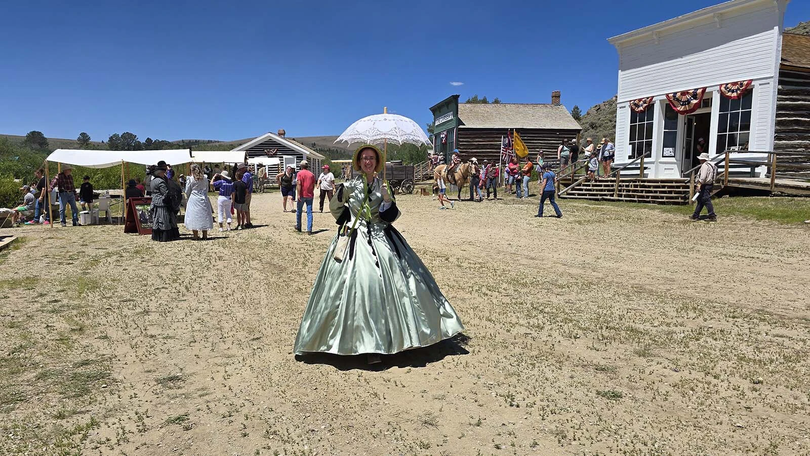 Elizabeth Isenhart showed up for South Pass City's Gold Rush Days in a mint green satin ball gown her mother gave her for a graduation gift.