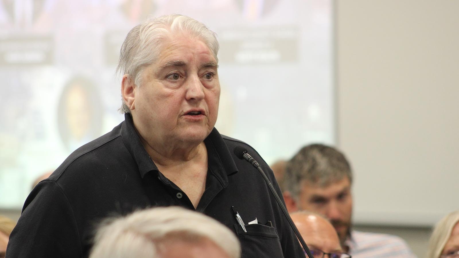 Johnson County resident Marianne Ferrari sparred with Gov. Mark Gordon at Tuesday's town hall meeting in Sheridan.